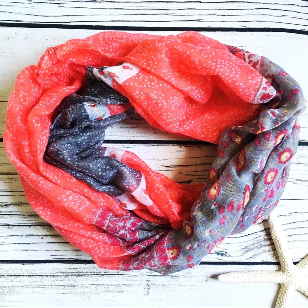 VANITY Infinity Scarf Pink & Gray Boho Print OS